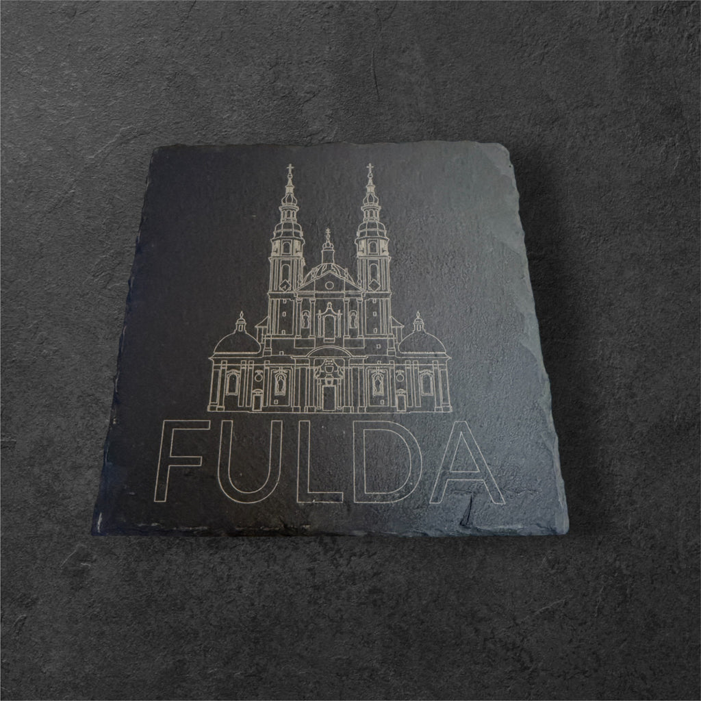 Schieferuntersetzter mit Fuldaer Dom Gravur