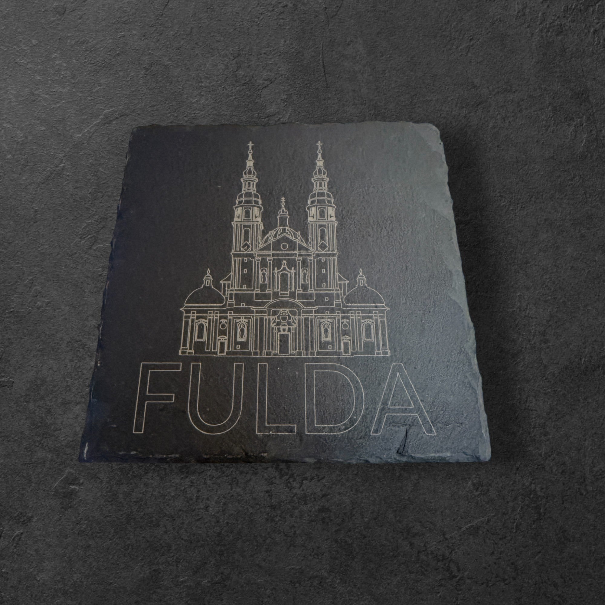 Schieferuntersetzter mit Fuldaer Dom Gravur