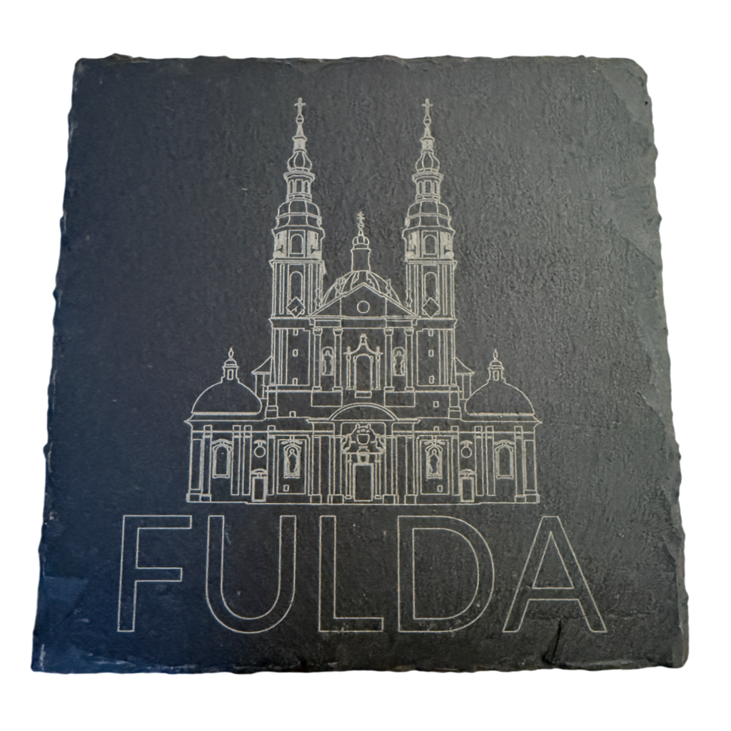 Schieferuntersetzter mit Fuldaer Dom Gravur