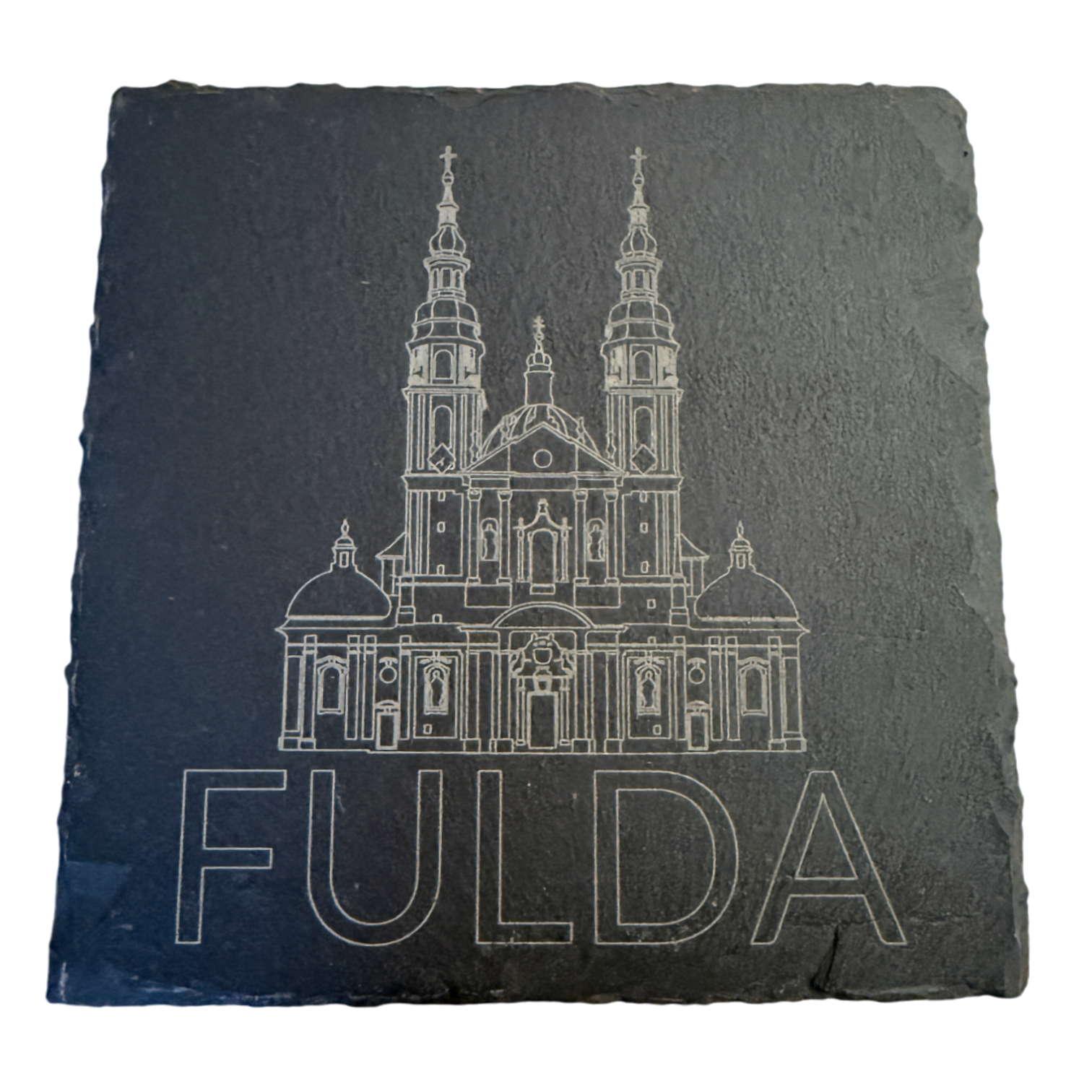 Schieferuntersetzter mit Fuldaer Dom Gravur