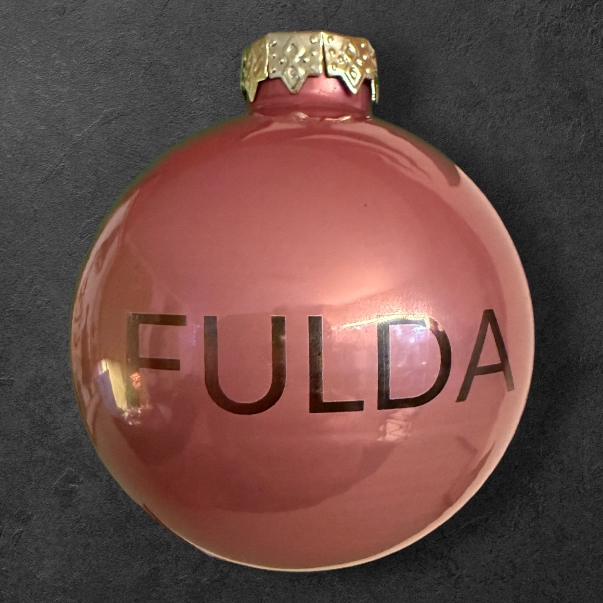 Gelaserte Glas-Weihnachtskugel mit Schriftzug "Fulda"