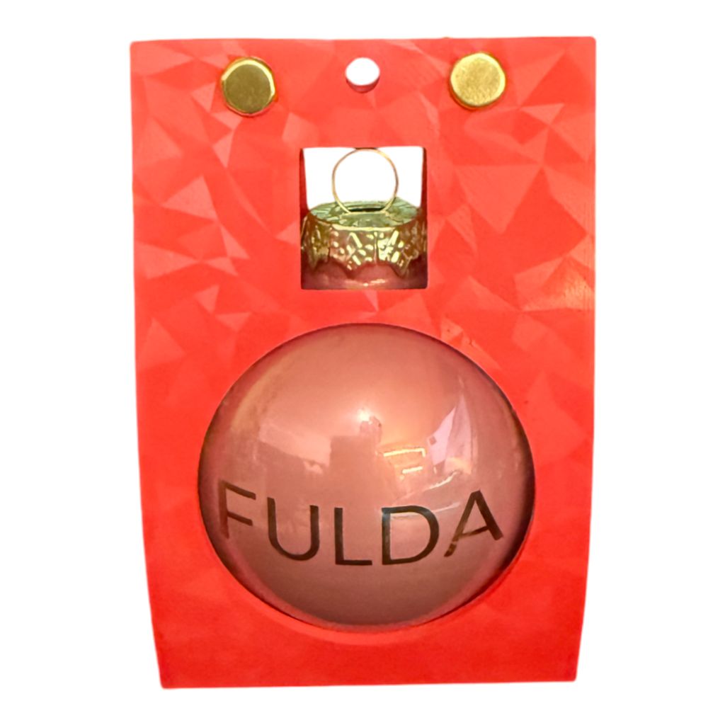 Gelaserte Glas-Weihnachtskugel mit Schriftzug "Fulda"