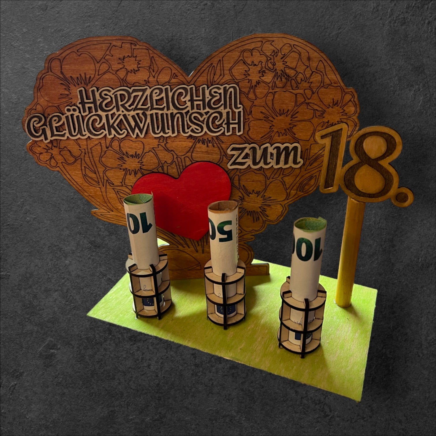 3D Geburtagsgeschenk mit Geldscheinhalterung
