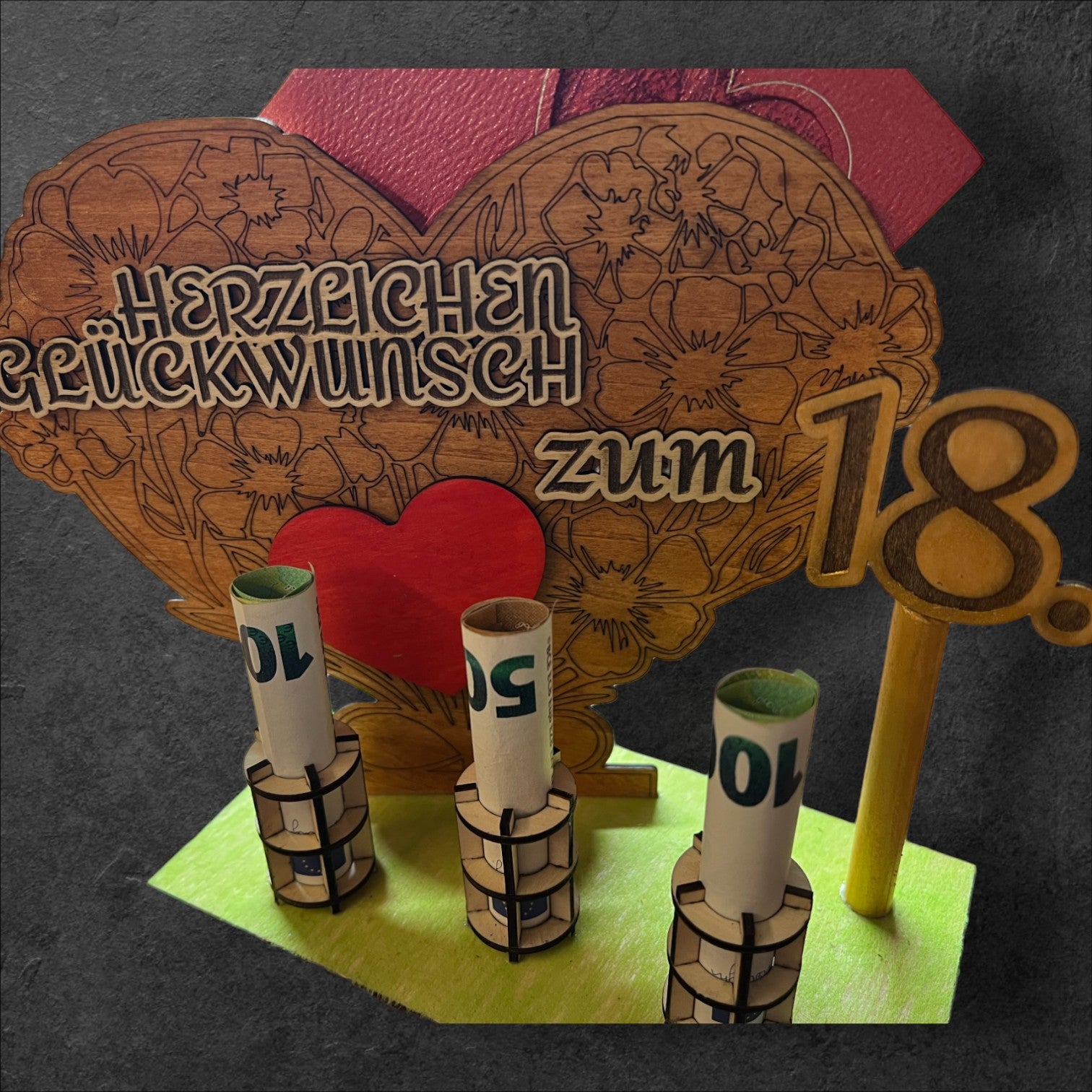3D Geburtagsgeschenk mit Geldscheinhalterung