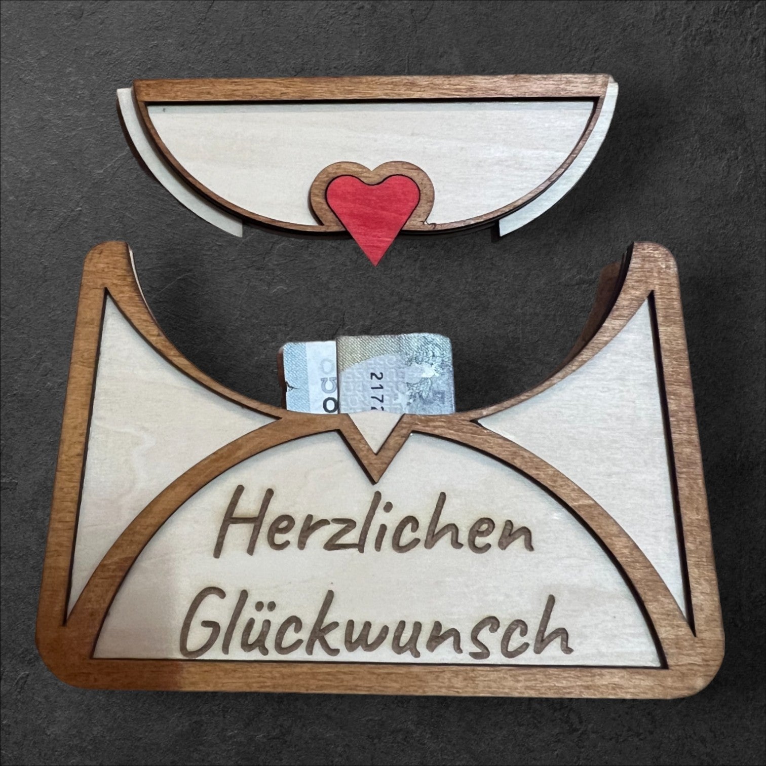 Geburtstag Kuvert - Ein Briefumschlag aus Holz für Geldgeschenke