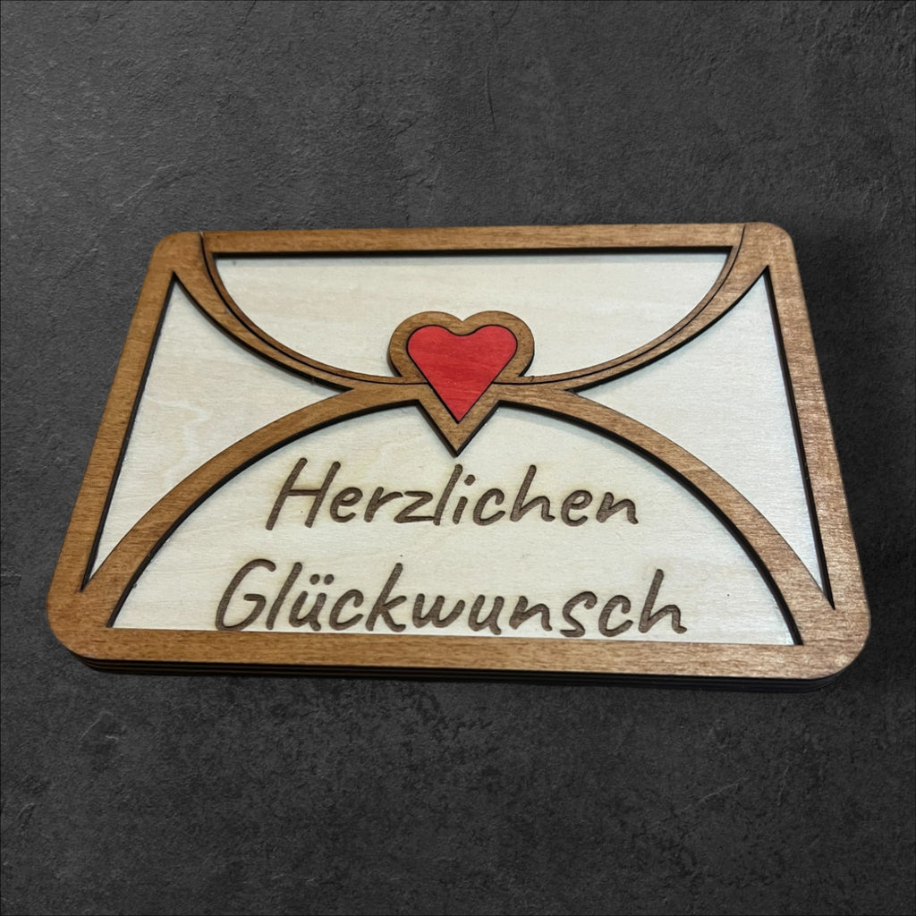 Geburtstag Kuvert - Ein Briefumschlag aus Holz für Geldgeschenke