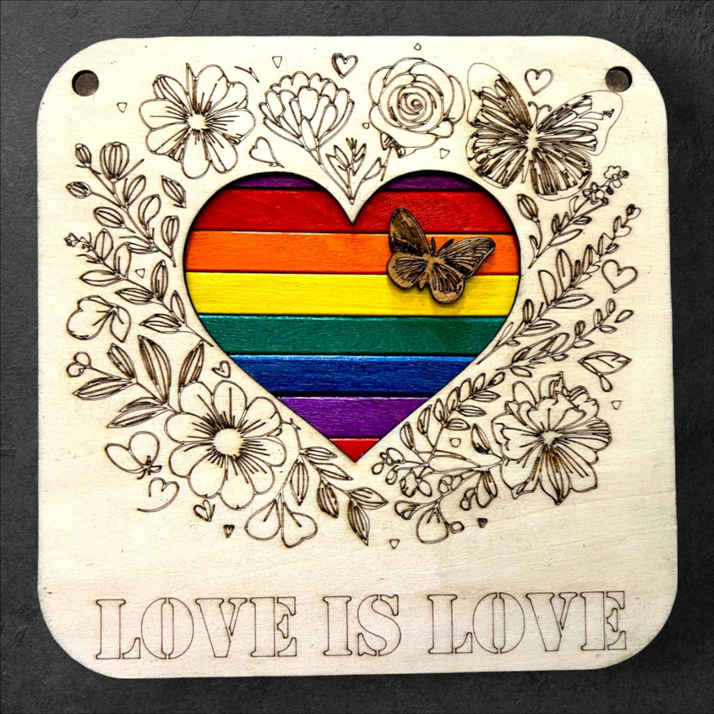 Liebe ist Liebe: Ein handgefertigtes LGBT-Holzbild ca. 20 x 20 cm