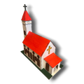 Handgefertigte Kirche aus Pappelholz - Wird ohne Lackierung und in Einzelteilen geliefert