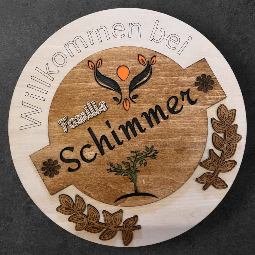 Familien Türschild "Engel & Baum"