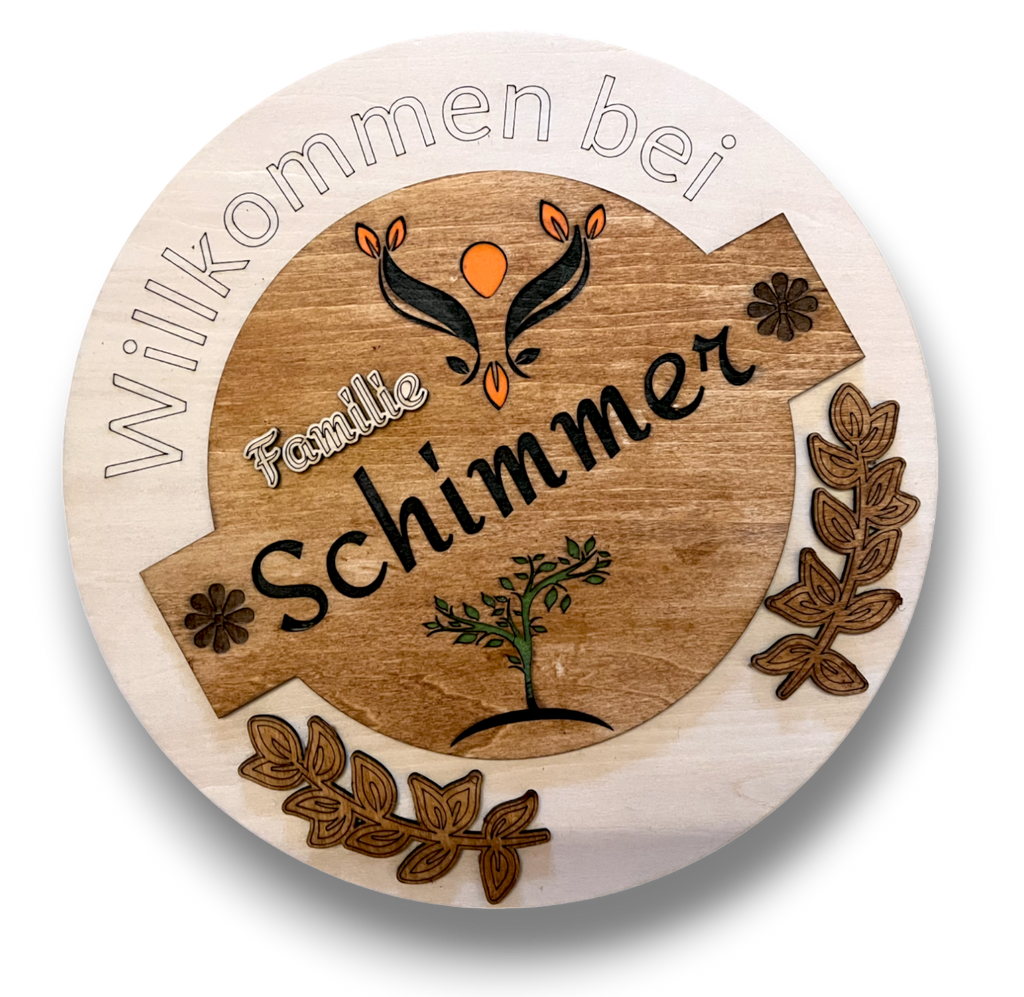 Familien Türschild "Engel & Baum"