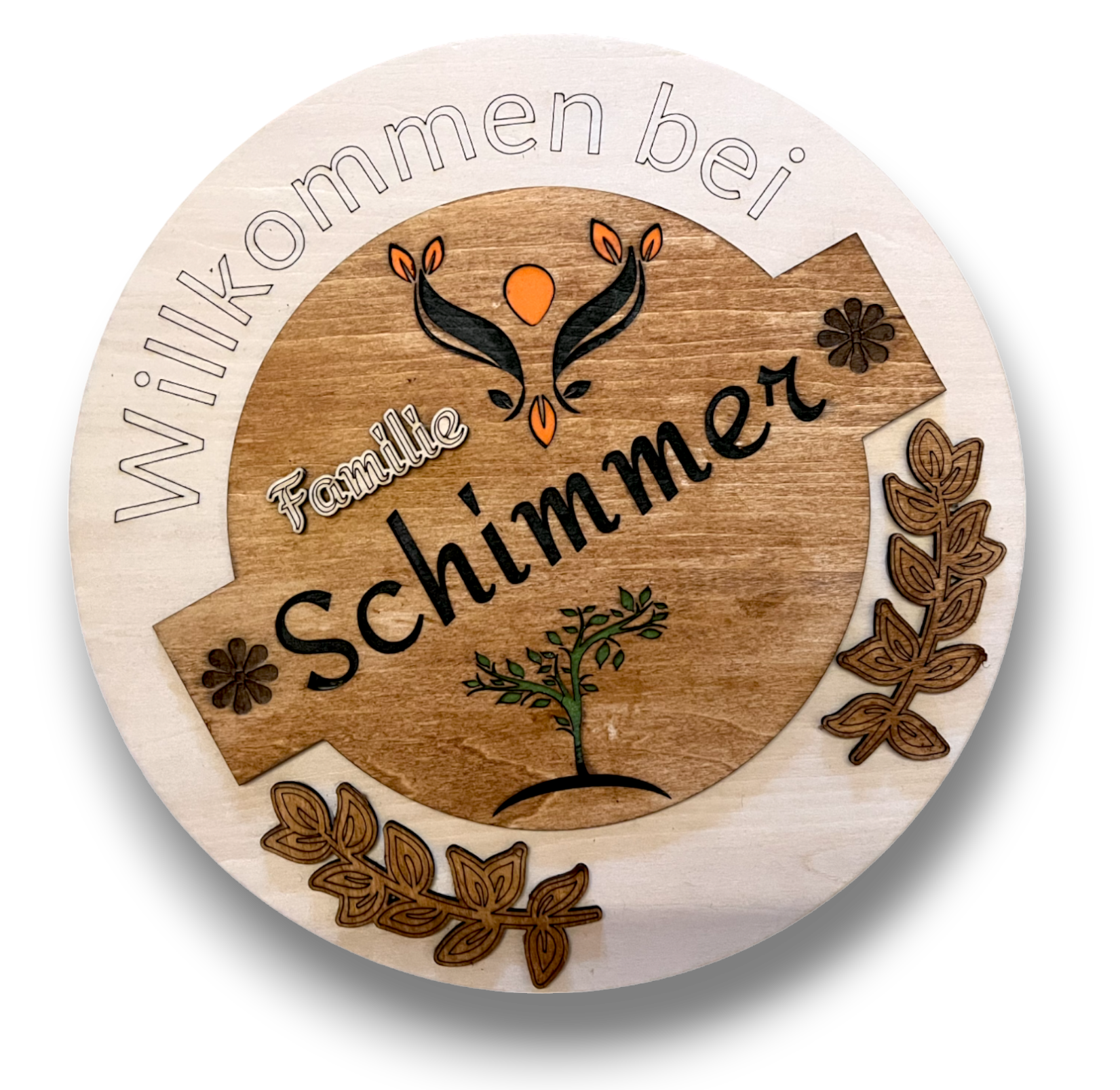 Familien Türschild "Engel & Baum"