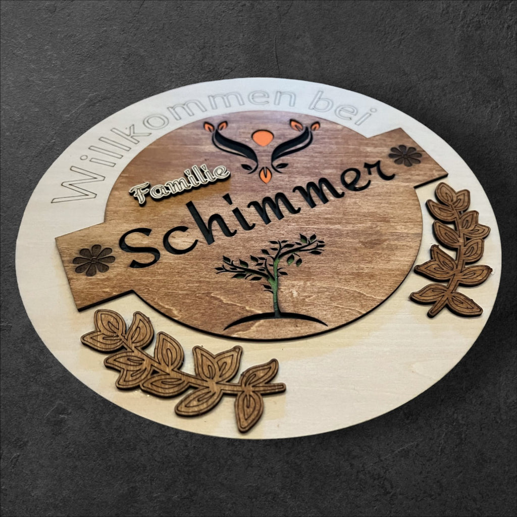 Familien Türschild "Engel & Baum"