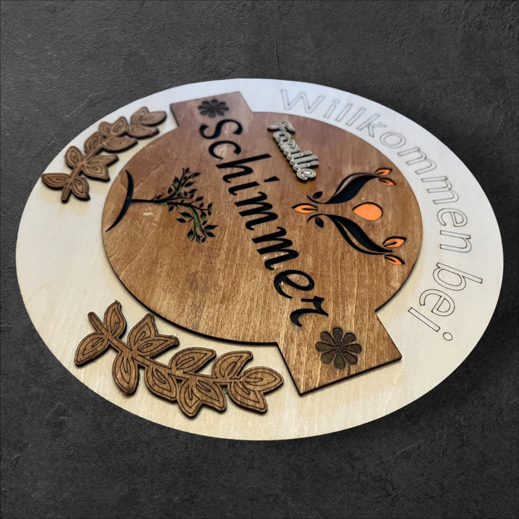 Familien Türschild "Engel & Baum"