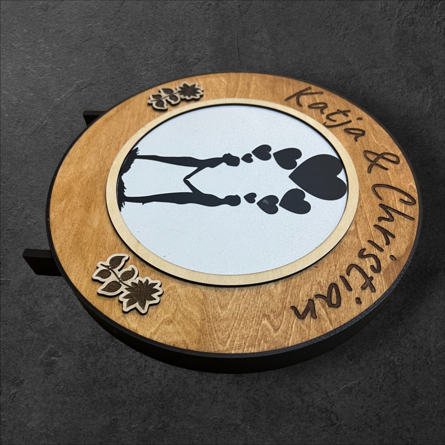 Liebespaar im Holz- & 3D-Druckrahmen - Eine Verbindung von Holz und Kunststoff