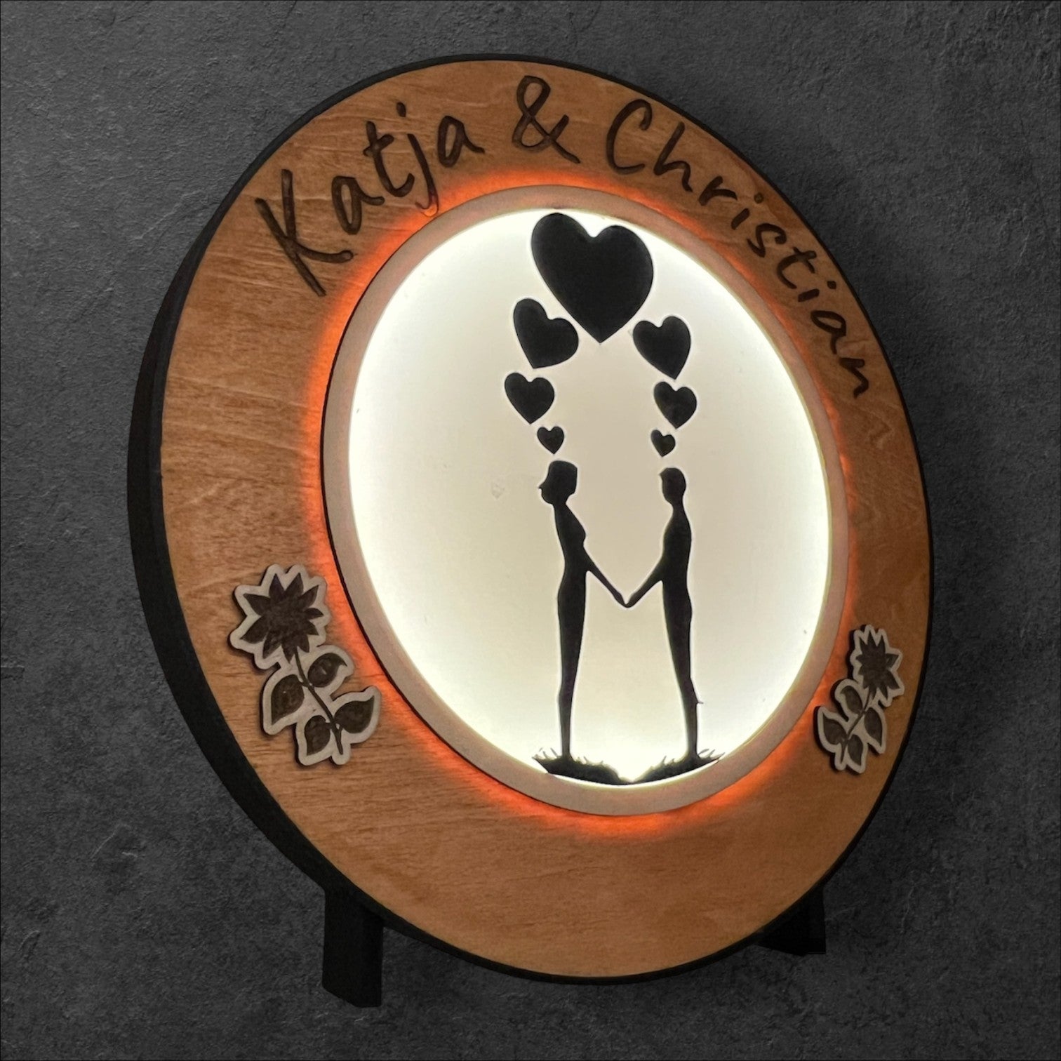 Liebespaar im Holz- & 3D-Druckrahmen - Eine Verbindung von Holz und Kunststoff