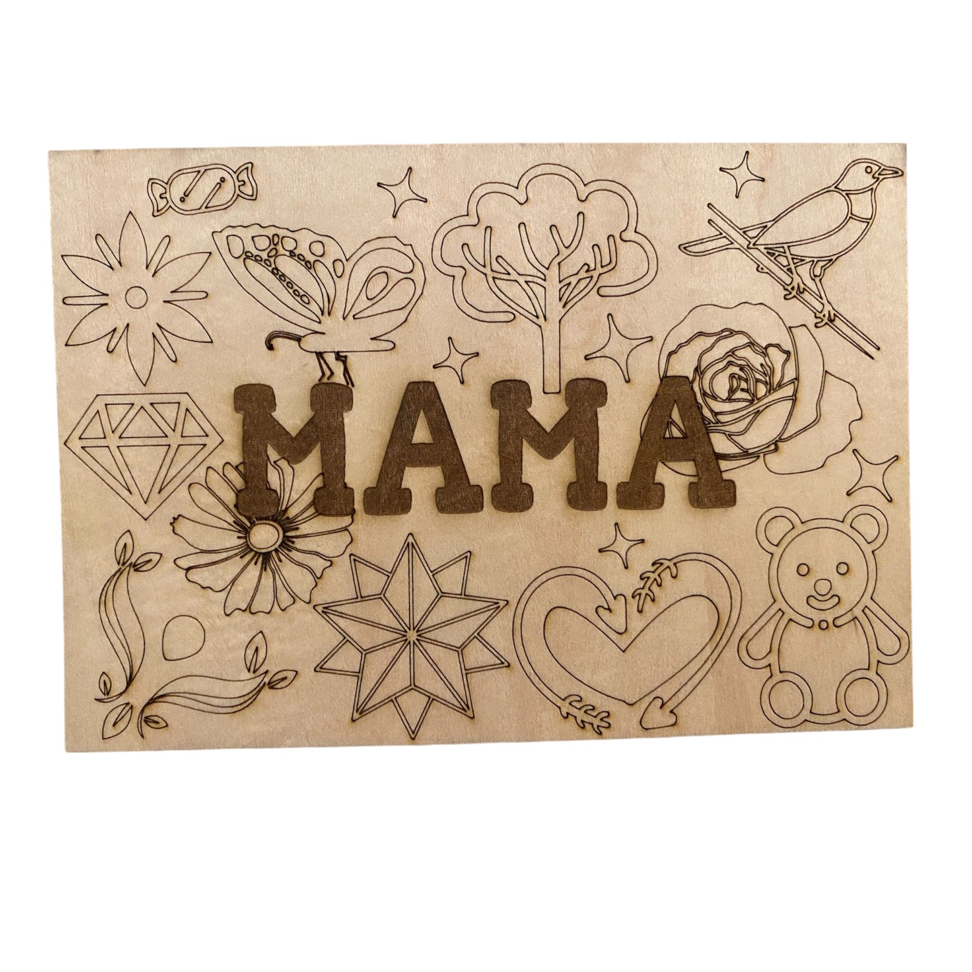 Karte zum selbst ausmalen für Mutter oder Vater