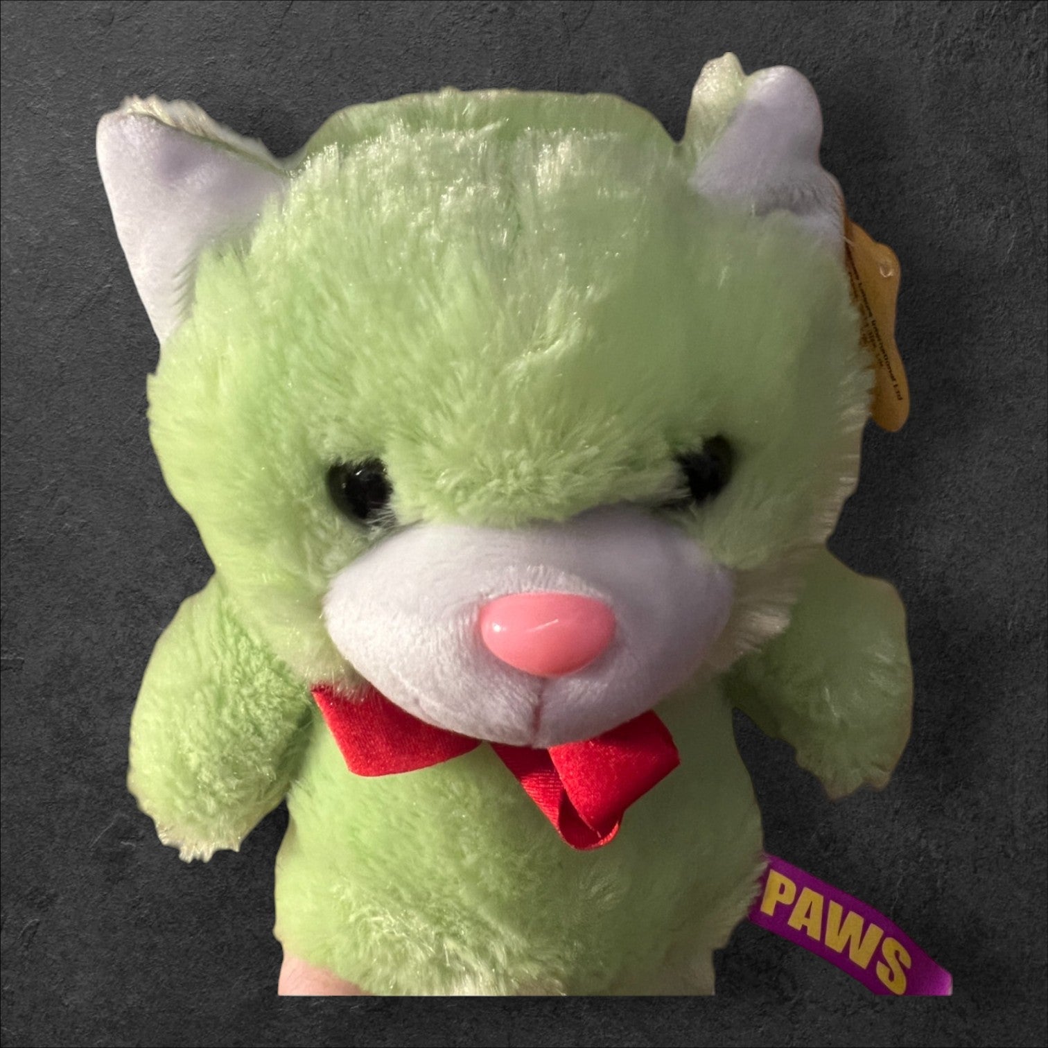 Plüschkatzen mit Schleife Grün 32 cm