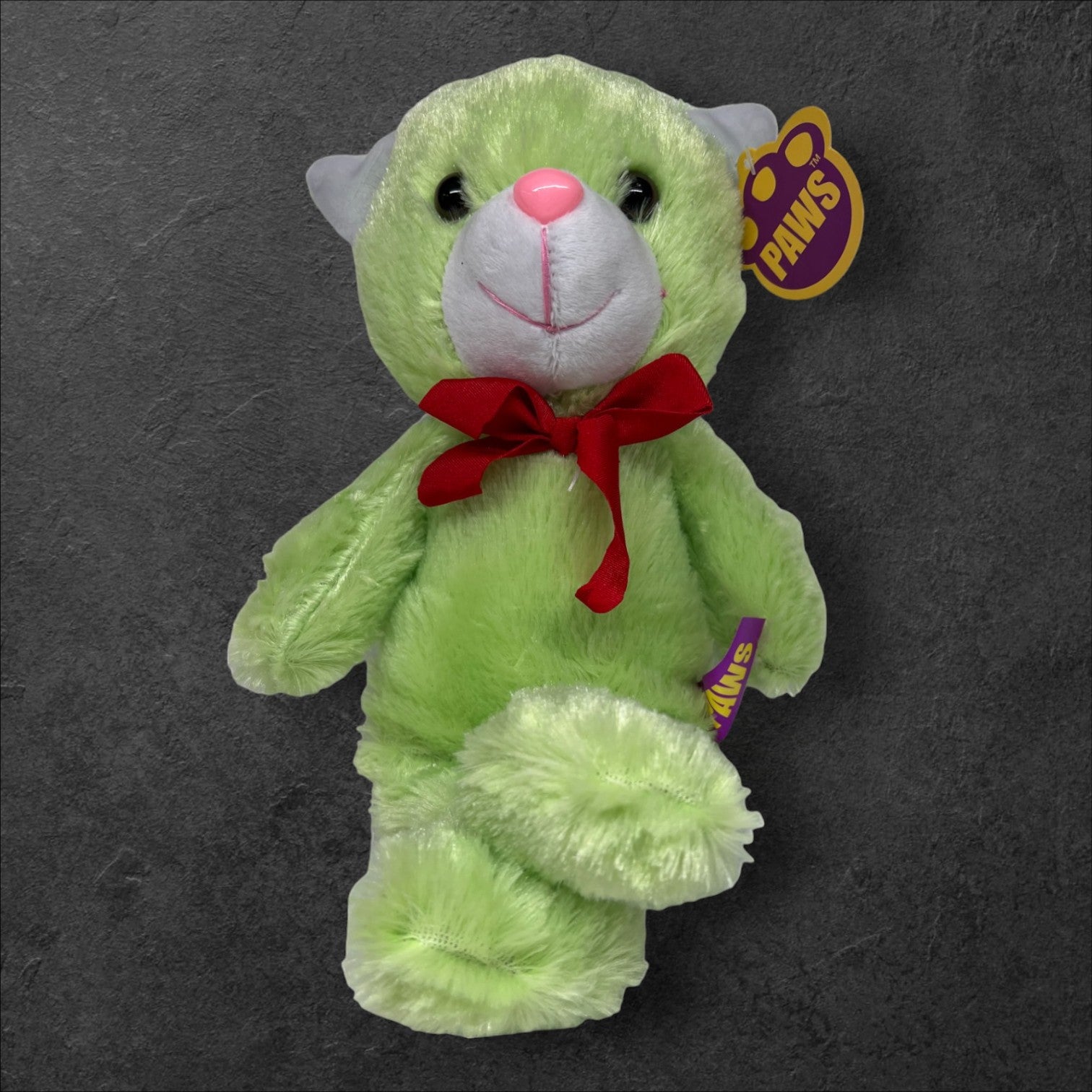 Plüschkatzen mit Schleife Grün 32 cm