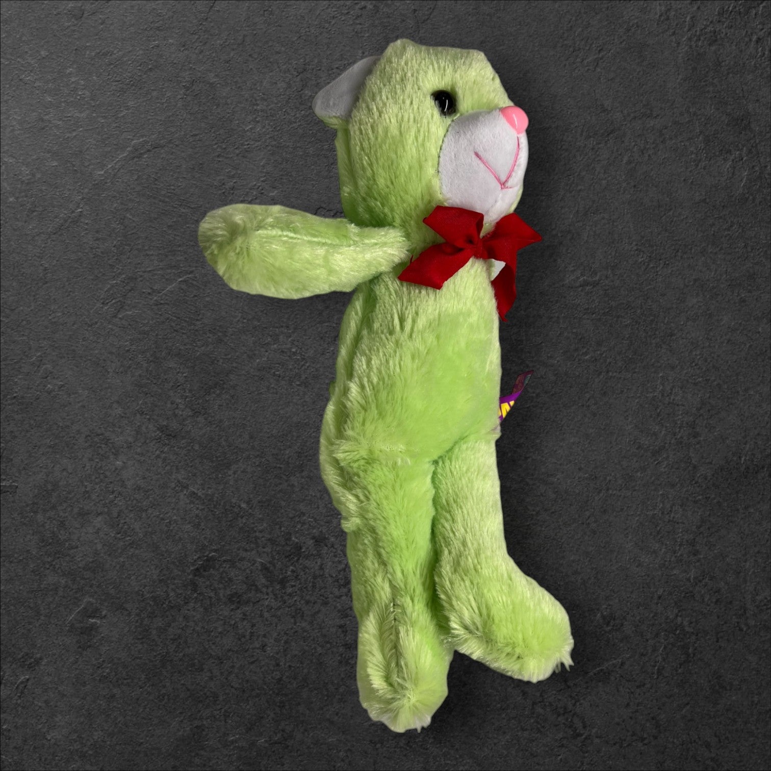 Plüschkatzen mit Schleife Grün 32 cm