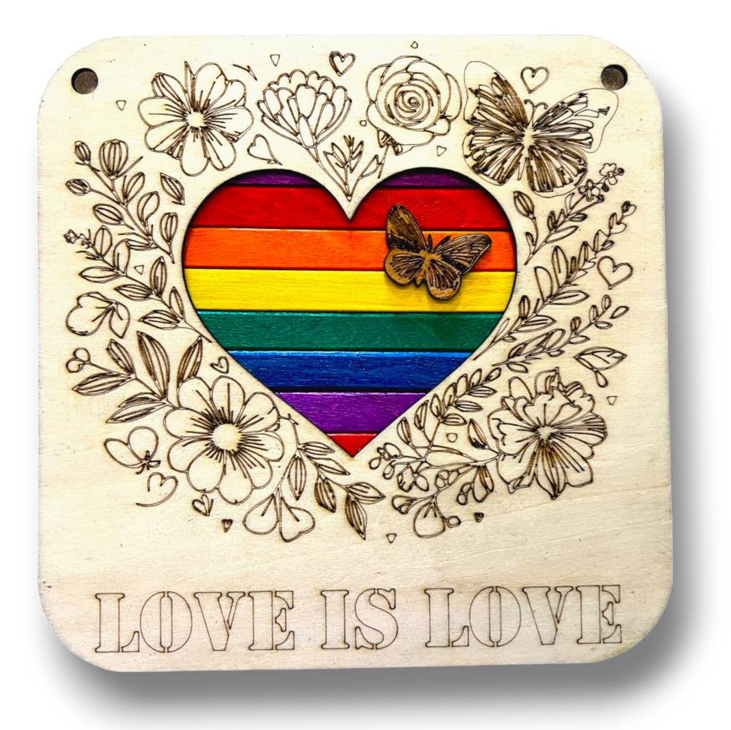 Liebe ist Liebe: Ein handgefertigtes LGBT-Holzbild ca. 15 x 15 cm