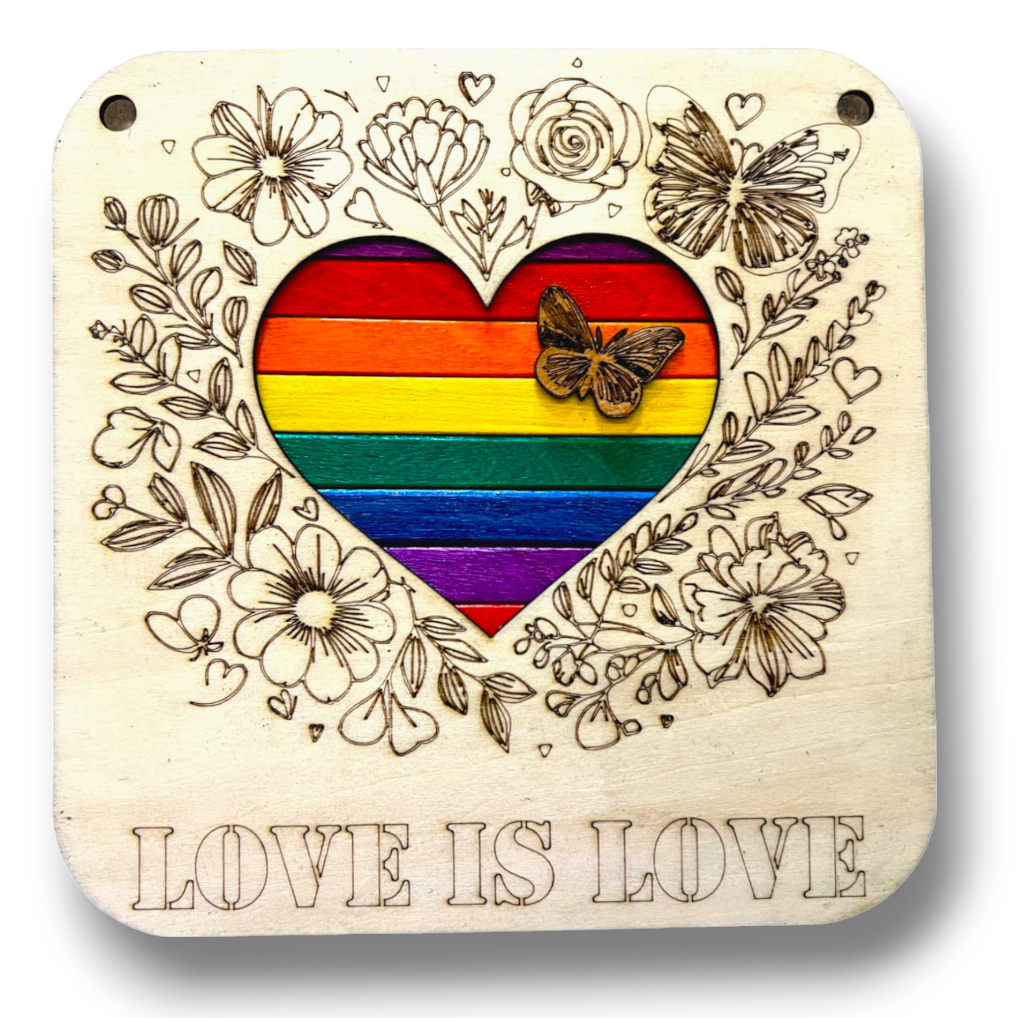 Liebe ist Liebe: Ein handgefertigtes LGBT-Holzbild ca. 15 x 15 cm