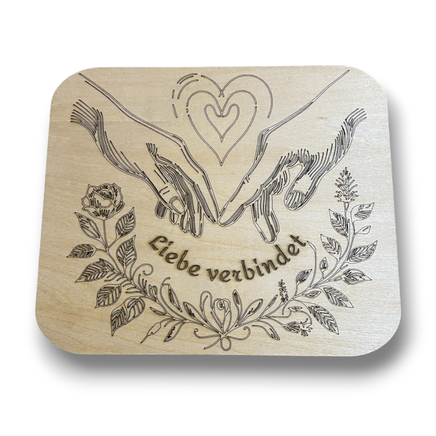 Graviertes Holzschild "Liebe verbindet"