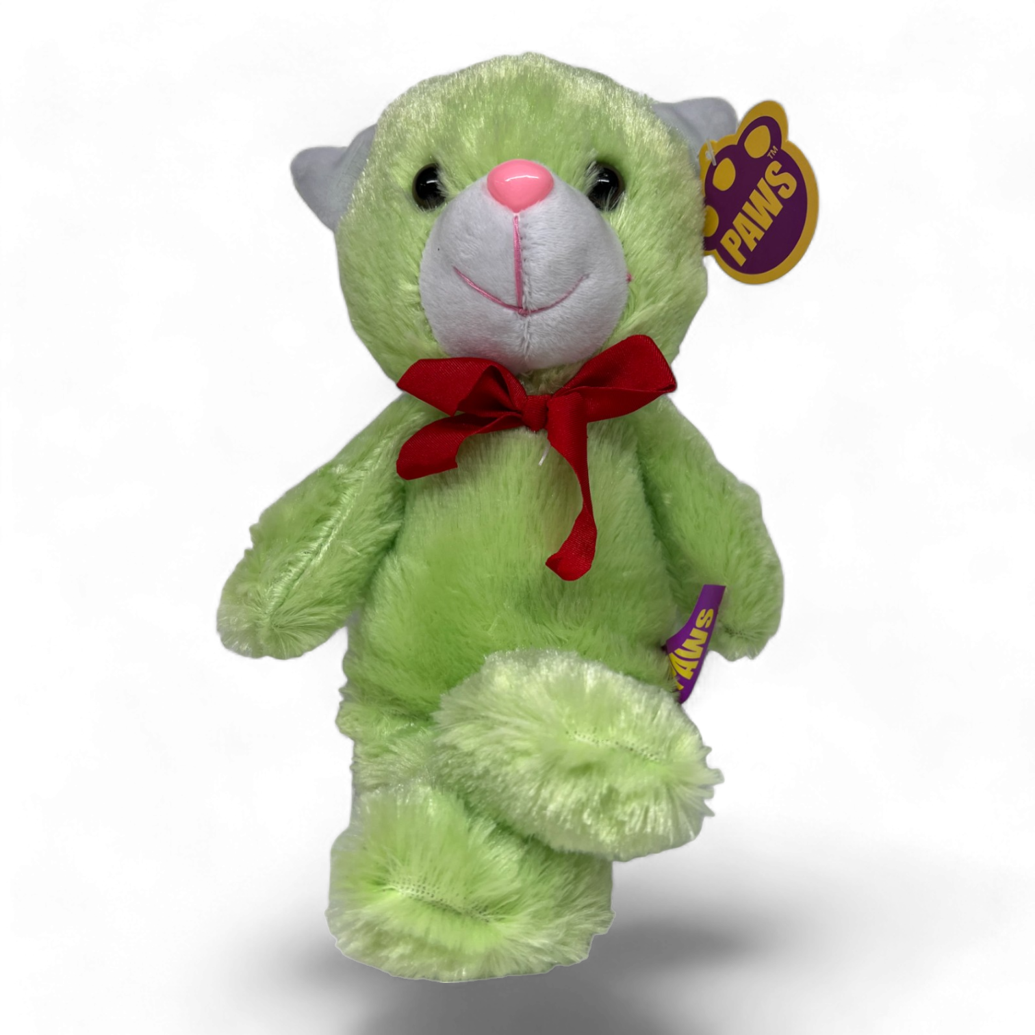 Plüschkatzen mit Schleife Grün 32 cm